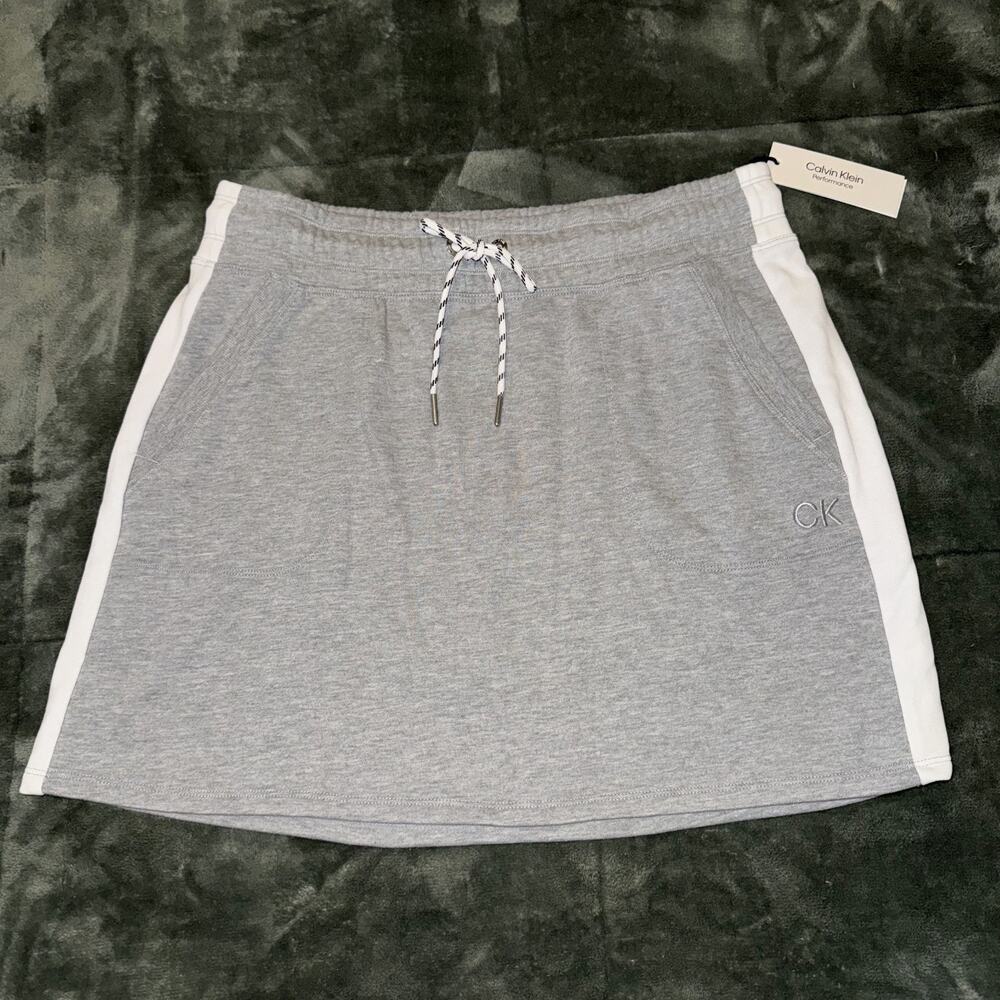 Calvin Klein Performance Skirt Womens Large Gray White Activewear Tennis‎ Casual